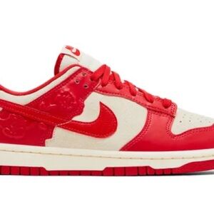 Nike Low Dunks Red and White Sneakers with Embossed Texture